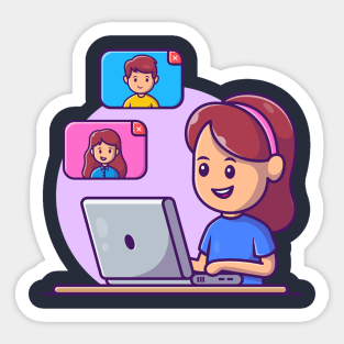 Cute girl video call cartoon Sticker